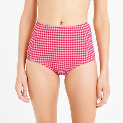 J.Crew High-waist bikini bottom in gingham seersucker