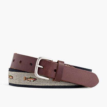 J.Crew Cotton web belt with embroidered trout