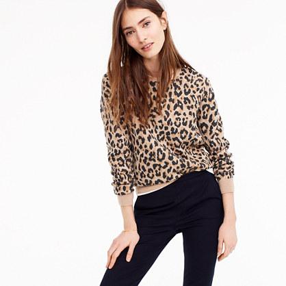 J.Crew Merino crewneck sweatshirt in cheetah