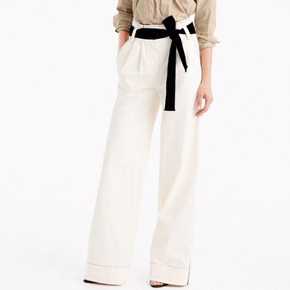 J.Crew Natural denim pant with velvet tie