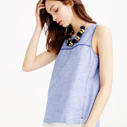 J.Crew Seamed shell in crosshatch linen