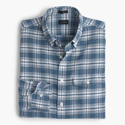 J.Crew End-on-end linen-cotton shirt in navy plaid