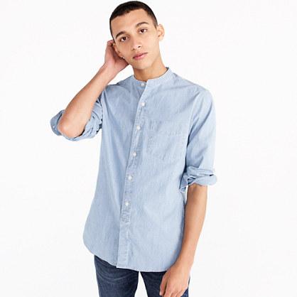 J.Crew Band-collar shirt in stretch chambray