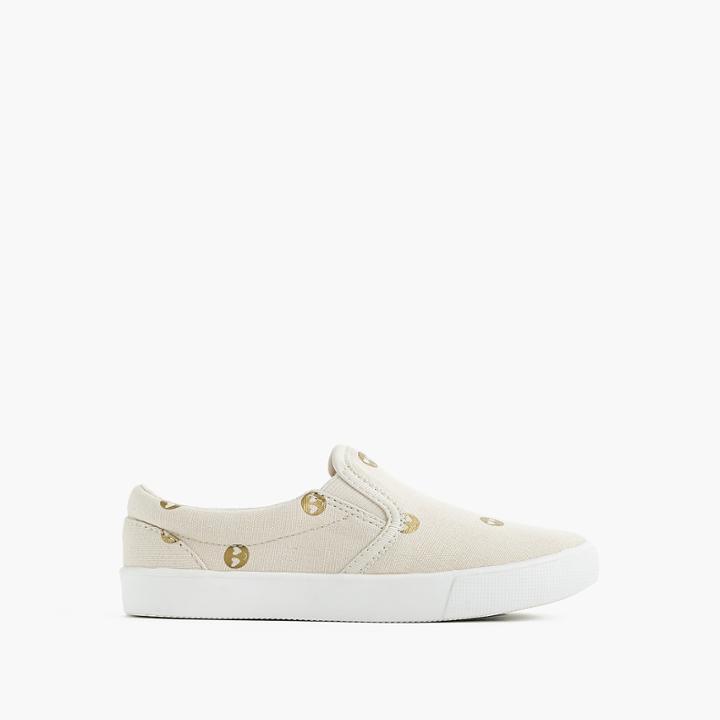 J.Crew Girls' slide sneakers with gold emojis