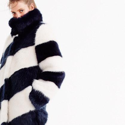 J.Crew J.Crew for NET-A-PORTER® striped faux-fur coat