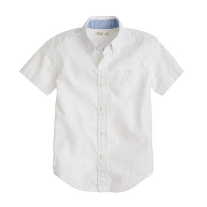 J.Crew Boys' Secret Wash short-sleeve shirt in white poplin