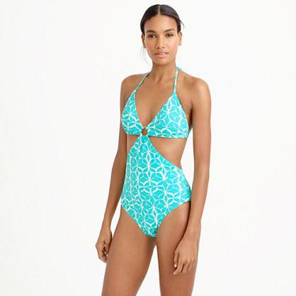 J.Crew Halter cutout one-piece swimsuit in mosaic floral