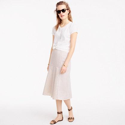 J.Crew Petite fluted skirt in geometric eyelet