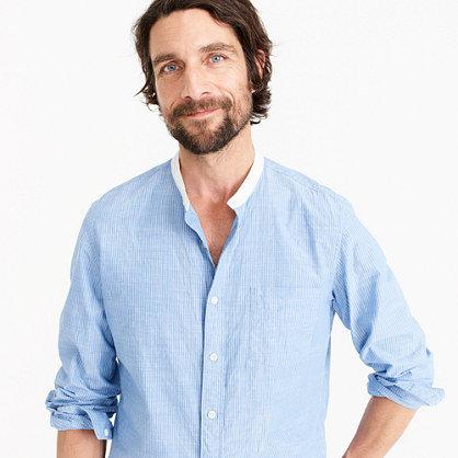 J.Crew Band-collar shirt in striped slub poplin