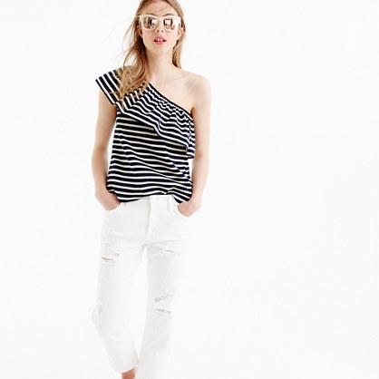 J.Crew One-shoulder top in stripes