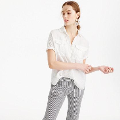J.Crew Short-sleeve popover shirt in white Irish linen