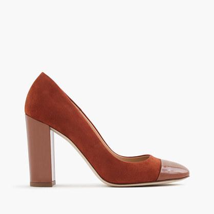 J.Crew Lena suede pumps with patent cap toe