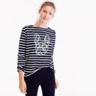 J.Crew J.Crew for NET-A-PORTER&reg; striped T-shirt with sequined Frenchie