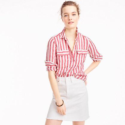 J.Crew Button-up shirt in striped cotton-linen