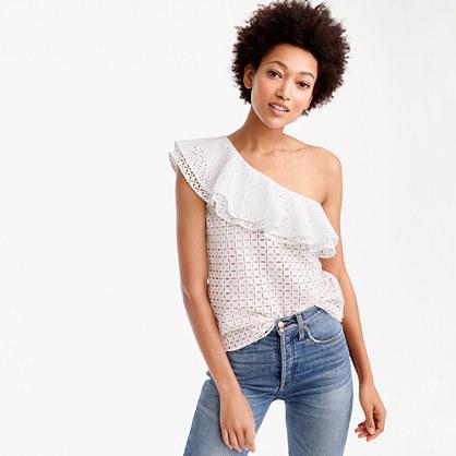 J.Crew One-shoulder ruffle top in eyelet