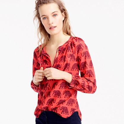 J.Crew Tall tie-neck top in elephant paisley