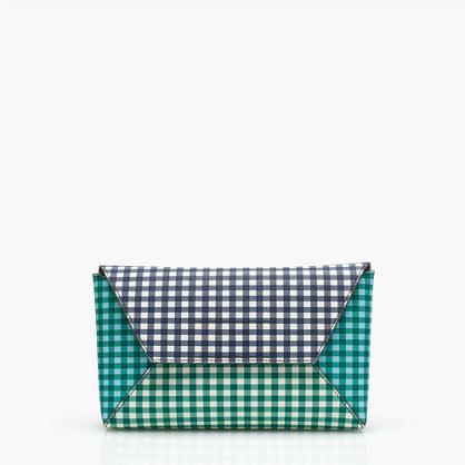 J.Crew Envelope clutch in gingham patchwork