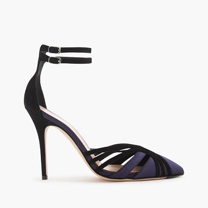 J.Crew Collection Roxie suede and satin ankle-strap pumps