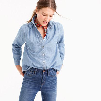 J.Crew Gathered chambray shirt