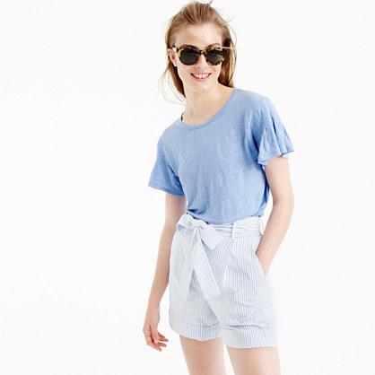 J.Crew Linen flutter-sleeve T-shirt