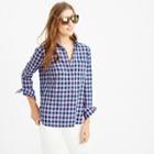 J.Crew Petite gingham popover shirt in blue and lilac
