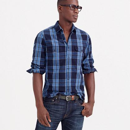 J.Crew Wallace & Barnes heathered Japanese indigo railworker shirt