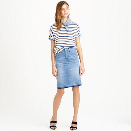 J.Crew Denim pencil skirt with let-out hem