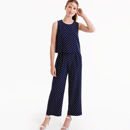 J.Crew Silk overlay jumpsuit in polka dot