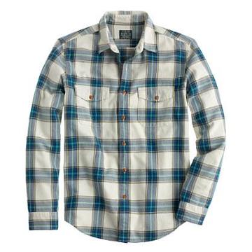 J.Crew Flannel shirt in faded chino herringbone plaid