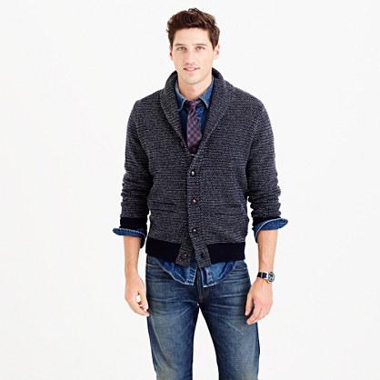 J.Crew Textured lambswool shawl-collar cardigan sweater