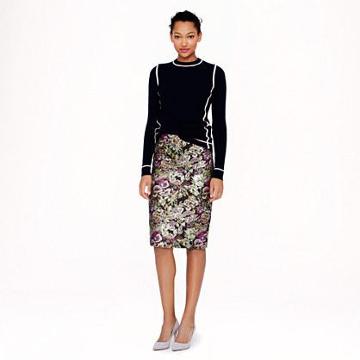 J.Crew Collection No. 2 pencil skirt in metallic floral