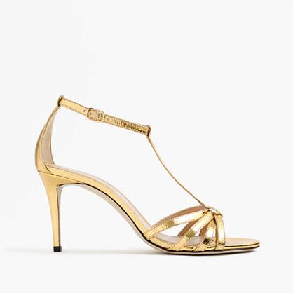 J.Crew Crackled metallic party heels