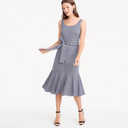 J.Crew Petite gingham ruffle-hem dress