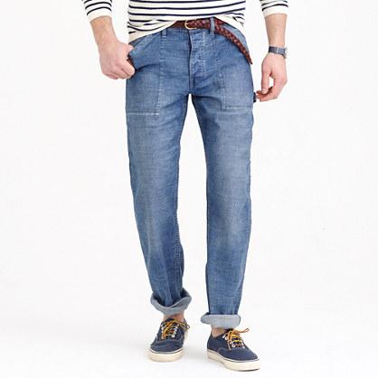 J.Crew Wallace & Barnes slim cotton-linen carpenter jean in river wash