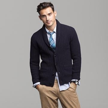 Lambswool shawl-collar cardigan