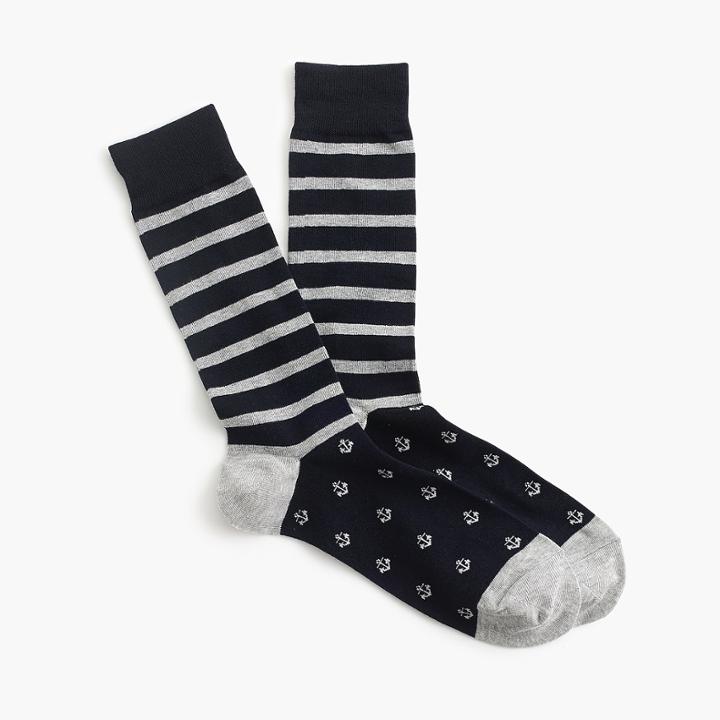 J.Crew Striped anchor print socks