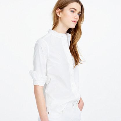 J.Crew Ruffled button-up shirt in white
