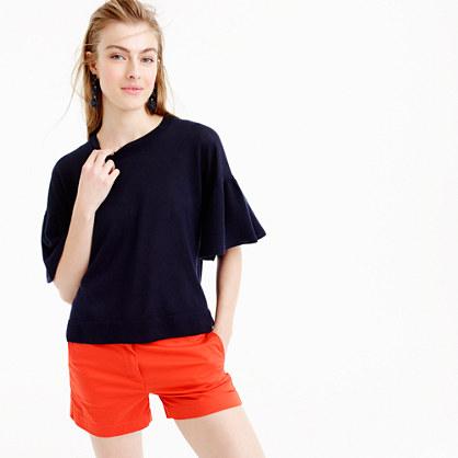 J.Crew Italian featherweight cashmere ruffle-sleeve sweater