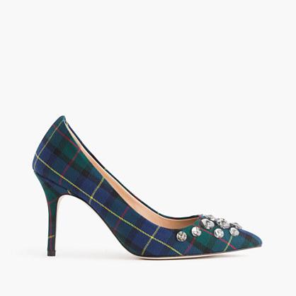 J.Crew Elsie embellished plaid pumps