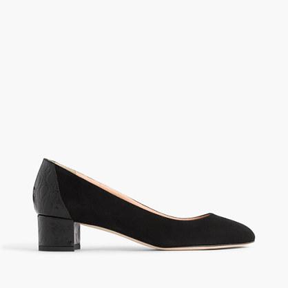 J.Crew Suede pumps with stamped croc heel