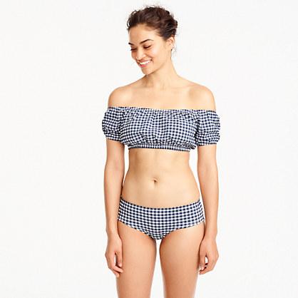 J.Crew Gingham off-the-shoulder swim top