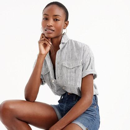 J.Crew Utility pocket shirt in chambray stripe