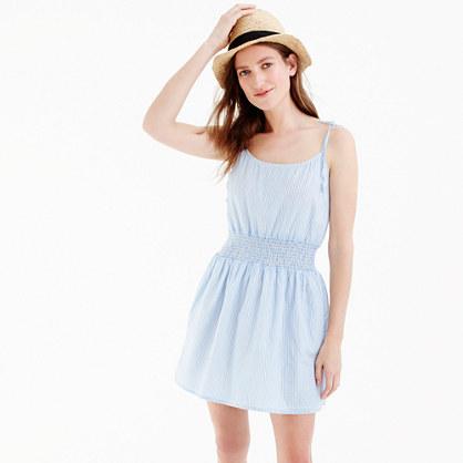 J.Crew Striped smocked-waist dress with tie shoulders