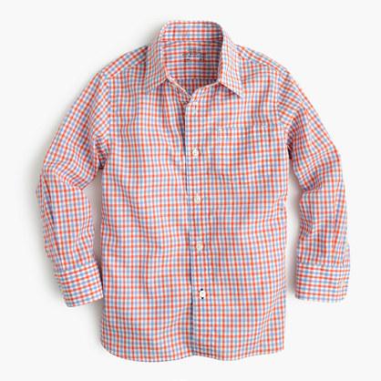 J.Crew Boys' Secret Wash shirt in orange tattersall