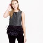 J.Crew Collection Donegal wool top with ostrich feathers