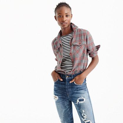 J.Crew Tall Boyfriend shirt in pewter plaid