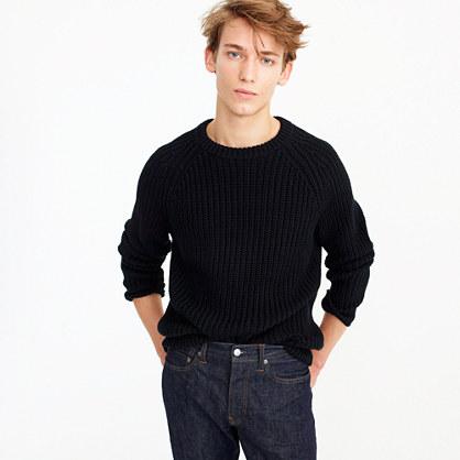 J.Crew Wallace & Barnes crewneck ribbed cotton sweater in black