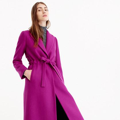 J.Crew Petite Tie-waist topcoat in double-serge wool