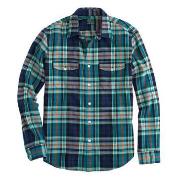 J.Crew Flannel shirt in blue herringbone plaid