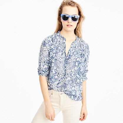 J.Crew Ruffle popover shirt in mermaid print
